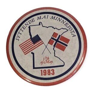 Pinback Button Syttende Mai Minnesota May 17 1983 Norwegian Constitution Day Vtg